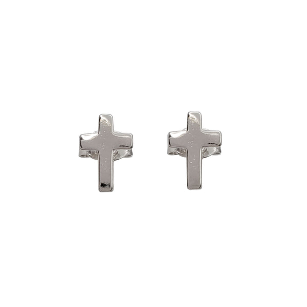 Plain Cross Stud Earring (Silver)