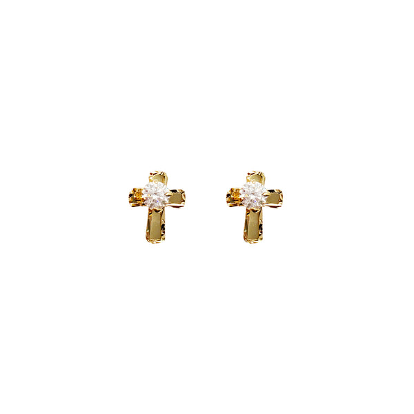 Gem Core Cross Stud Earrings (14K)