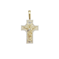 Ascension of Jesus Iced Border Crucifix Pendant (14K)