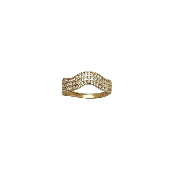 Triple-Row Wavy Channel CZ Band (14K)