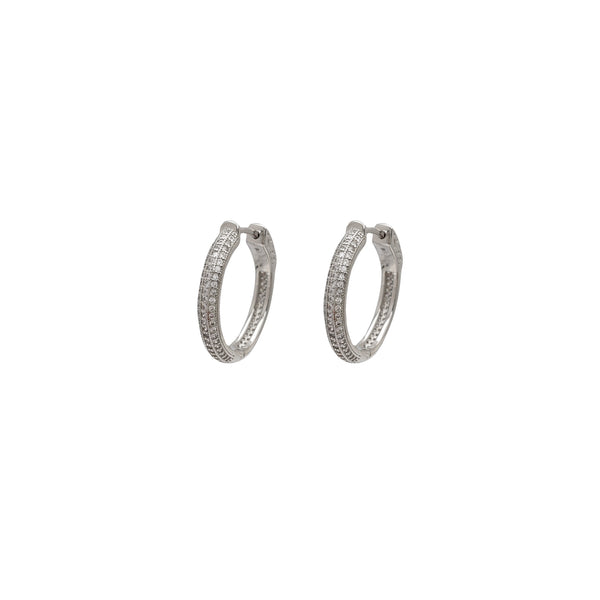 Zirconia Hoop Earrings (Silver)