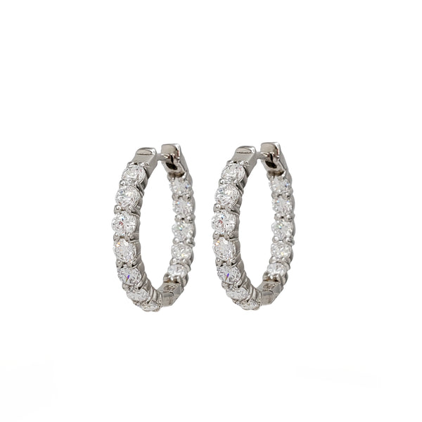 Zirconia Inside-Out Hoop Earrings (Silver)