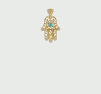 Hamsa with CZ Evil Eye Filigree Pendant (14K) 360 - Popular Jewelry - New York