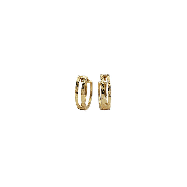 Diamond-Cut Outlined Huggie Earrings (14K)