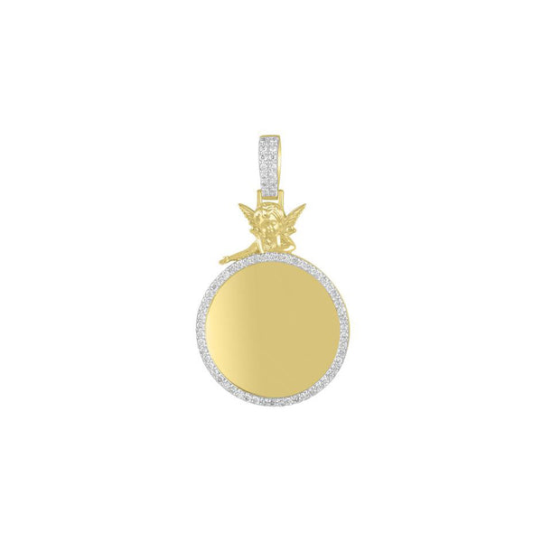 Diamond Round With Angel Picture Pendant (14K)