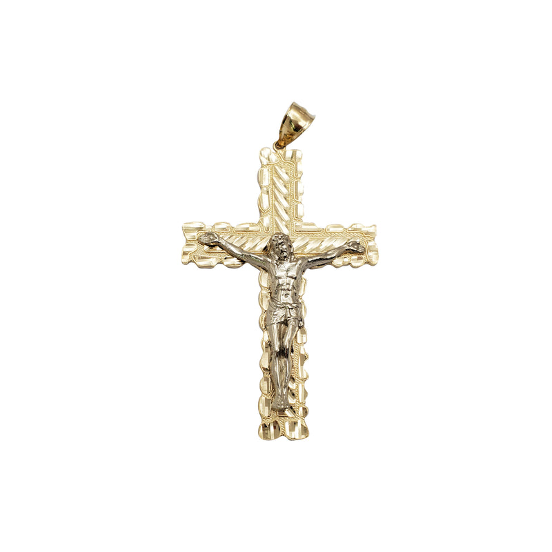 Diamond-Cut Nugget Crucifix Cross Pendant (14K)