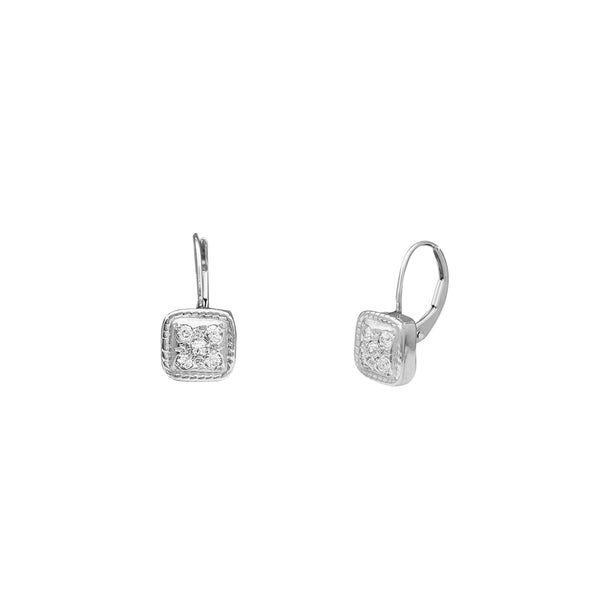 Diamond Square Hanging Earrings (14K)