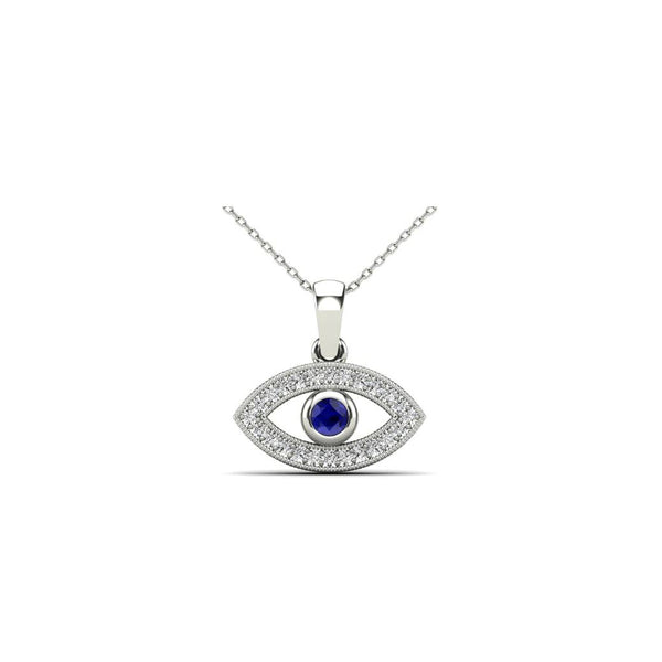 Diamond Blue Evil Eye Pendant (14K)