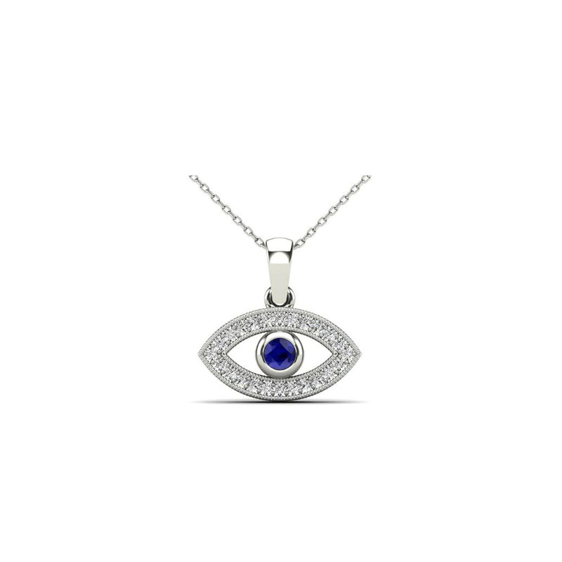 Diamond Blue Evil Eye Pendant (14K)