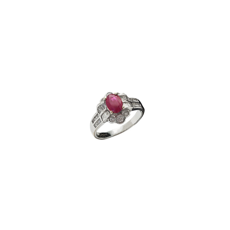 Diamond Flower Setting Ruby Ring (14K)