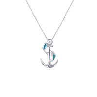 Blue Opal Dolphin & Anchor Necklace (Silver)