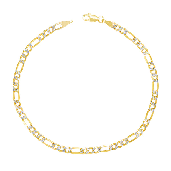 Solid Two-Tone Figaro Anklet Bracelet (14K)