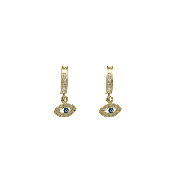 Evil Eye Dangling Earrings (14K)