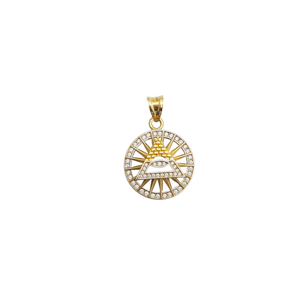 Round Shaped with the Evil Eye's Pyramid Pendant (14K)