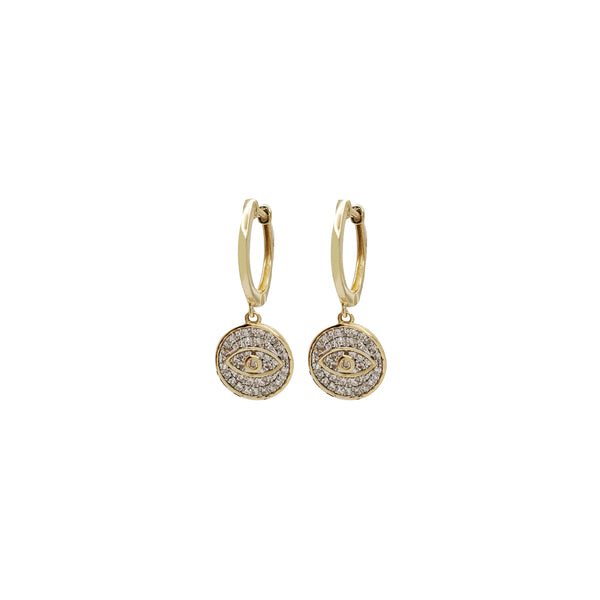 Diamond Evil Eye Huggies Earrings (14K)