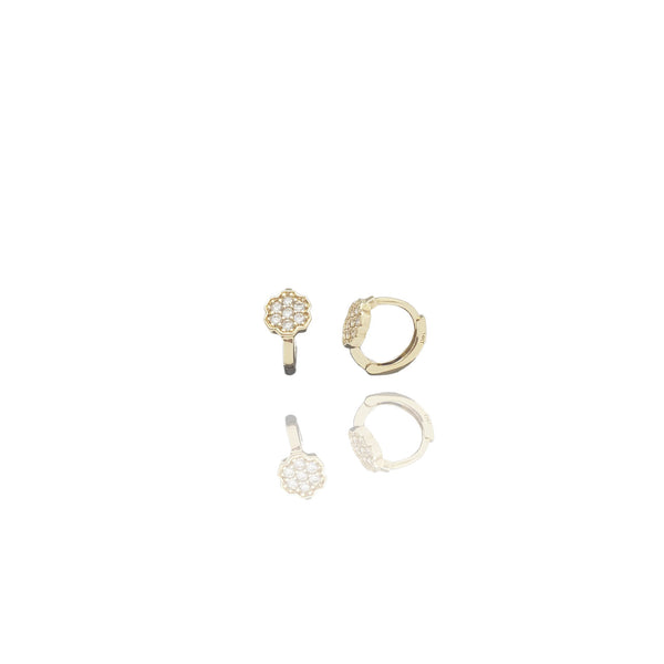 Flower Cluster CZ Huggie Earring (14K)