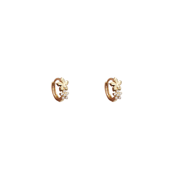 Flower Huggie Earrings (14K)