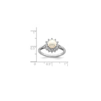 Flower Design Pearl Ring (Silver)