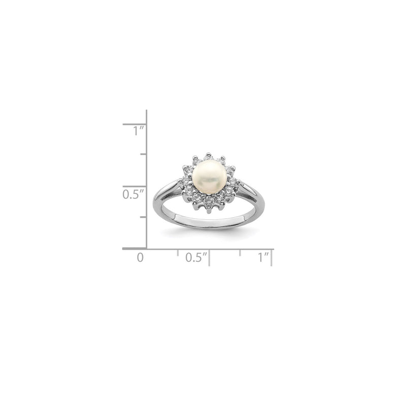 Flower Design Pearl Ring (Silver)