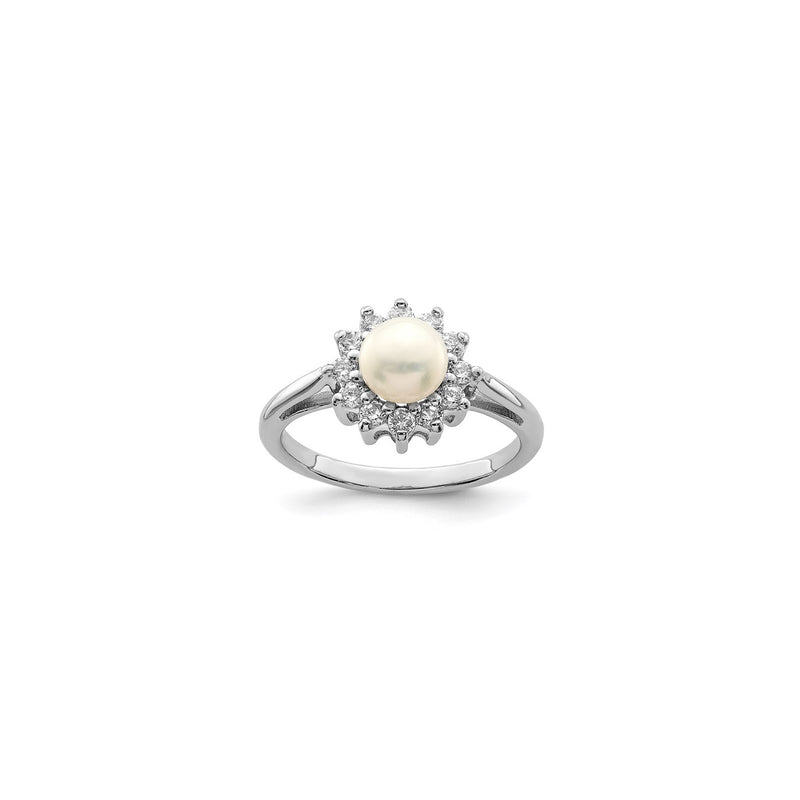 Flower Design Pearl Ring (Silver)