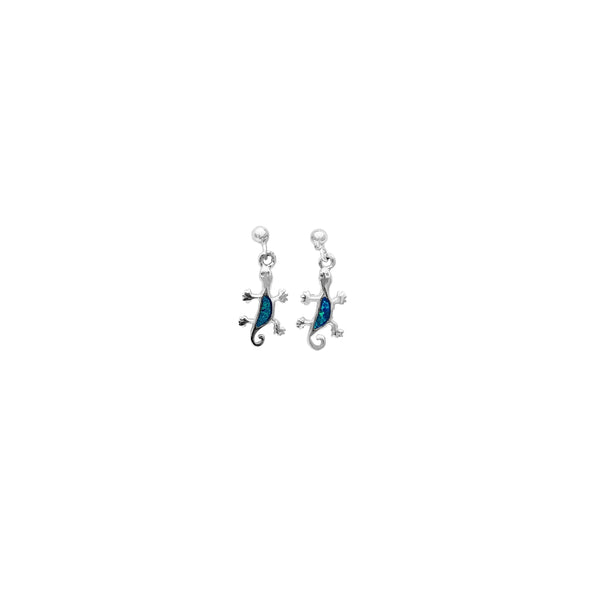 Blue Opal Gecko Stud Earring (Silver)