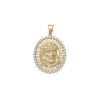 Zirconia Oval Greek Jesus Head Pendant (14K)