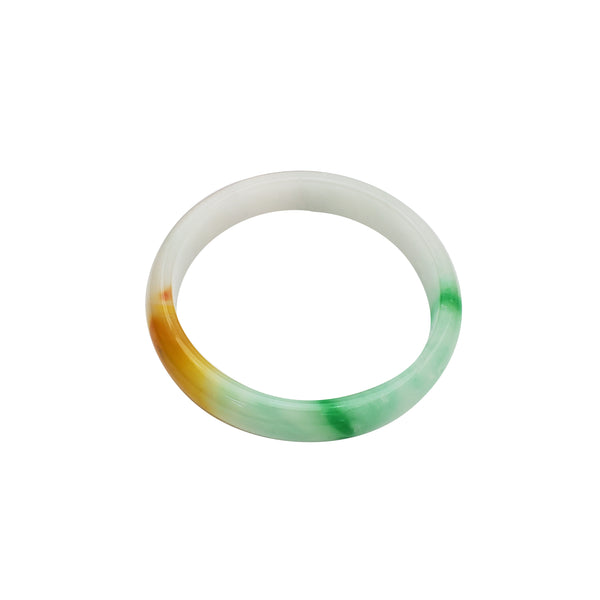 Green, Orange, & White  Jade Bangle