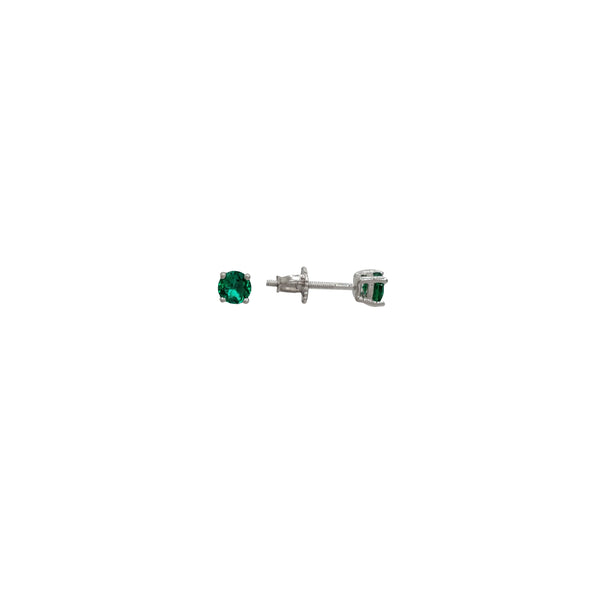 Synthetic Green Emerald Stud Earrings (Silver)