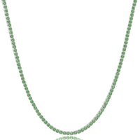 Green Zirconia Tennis Necklace (Silver)