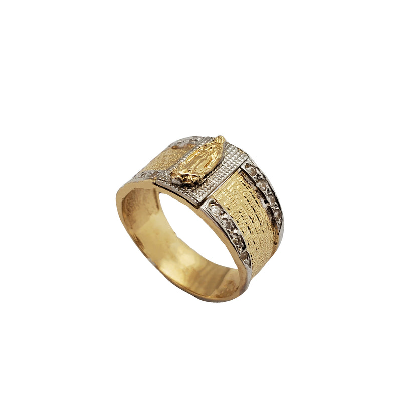 Two-Tone Virgin Mary Scripture Ring (14K)