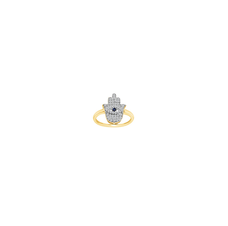 Diamond & Sapphire Hamsa Hand Ring (14K)