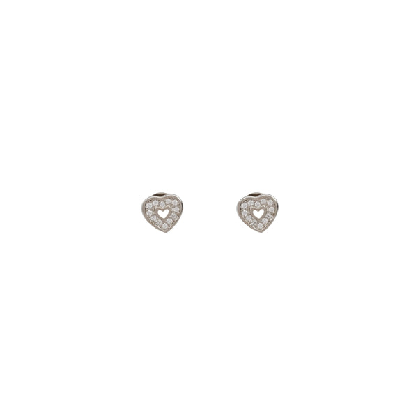 Heart CZ Stud Earring (Silver)