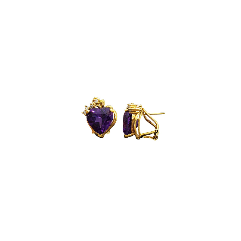 Amethyst Heart Stud Earrings (18K)