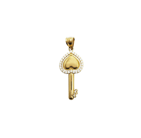 Heart Key CZ Pendant (14K)