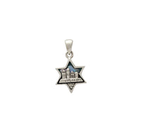 Blue Opal Star David "Jerusalem" Pendant (Silver)