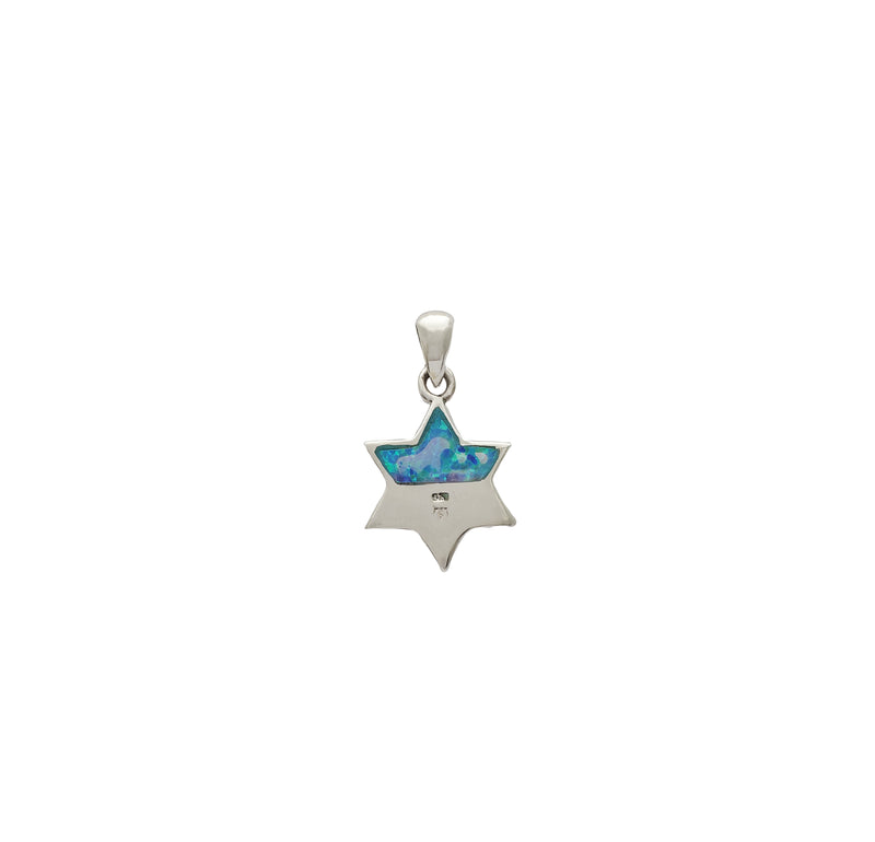 Blue Opal Star David "Jerusalem" Pendant (Silver)