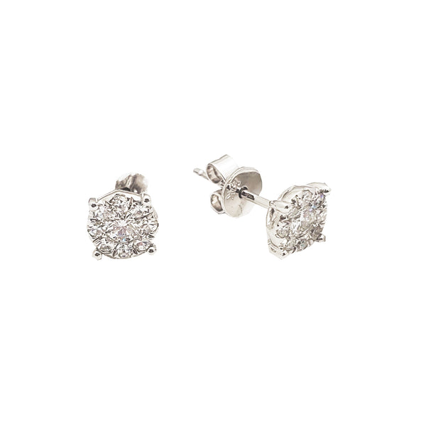 Circle Cluster Diamond Stud Earrings (14K)