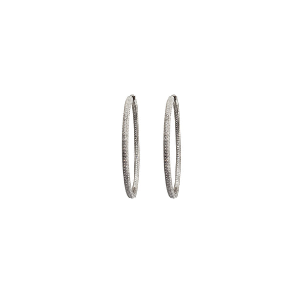 Round Cubic Zirconia Hoop Earrings (Silver)