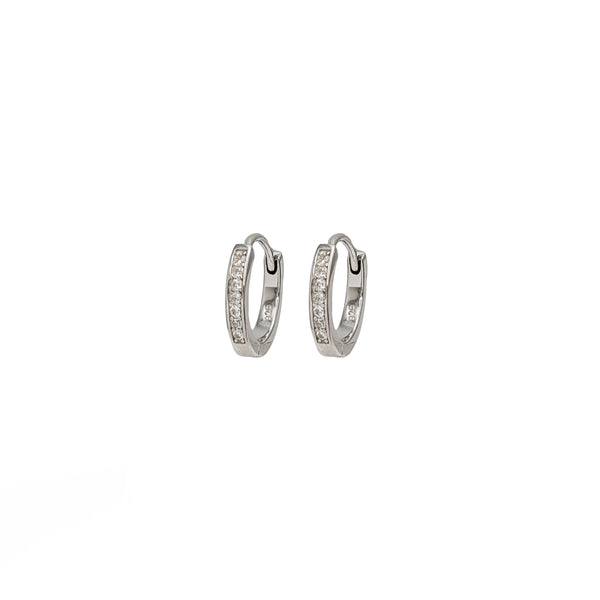 Zirconia Hoop Earrings (Silver)