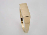 Brush Finish Slim Rectangle Signet Ring (14K) 360 - Popular Jewelry - New York