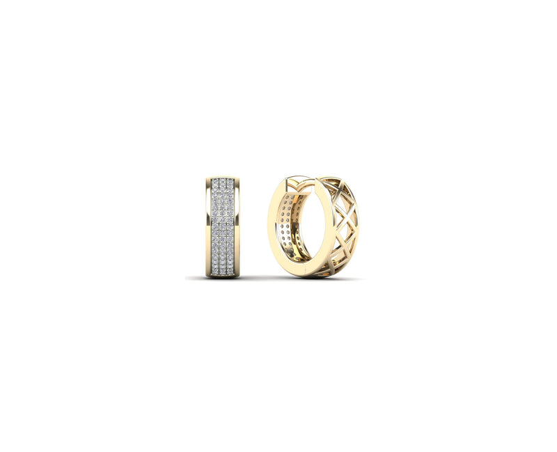 Three-Row Diamond Huggie Earrings (14K)