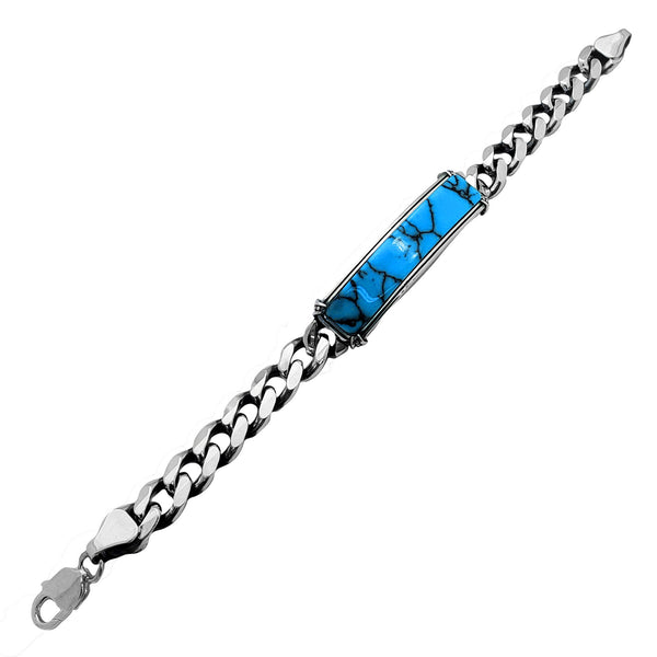 Blue Howlite ID Bracelet (Silver)
