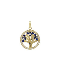 CZ Evil Eye Heart Pendant (14K)