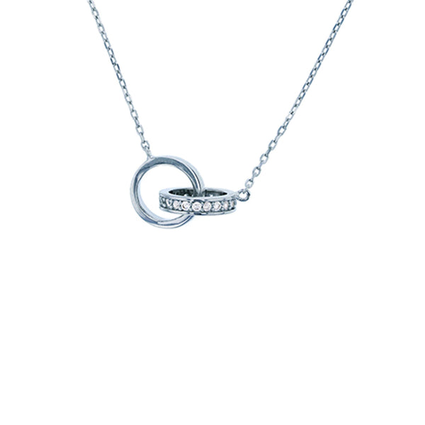 Interlocking Open Circle Necklace (Silver)