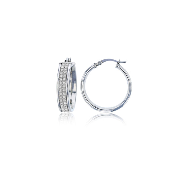 Glitter Hoop CZ Earring (Silver)