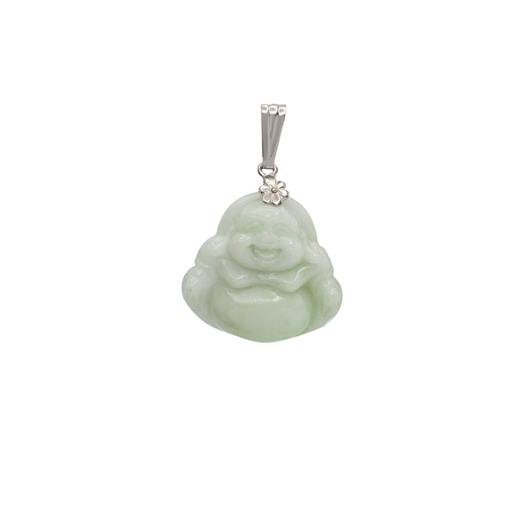 Jade Laughing Buddha Pendant (14K)