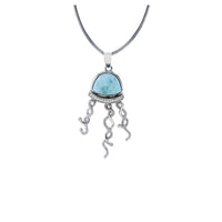 Larimar Jellyfish Snake Necklace (Silver)