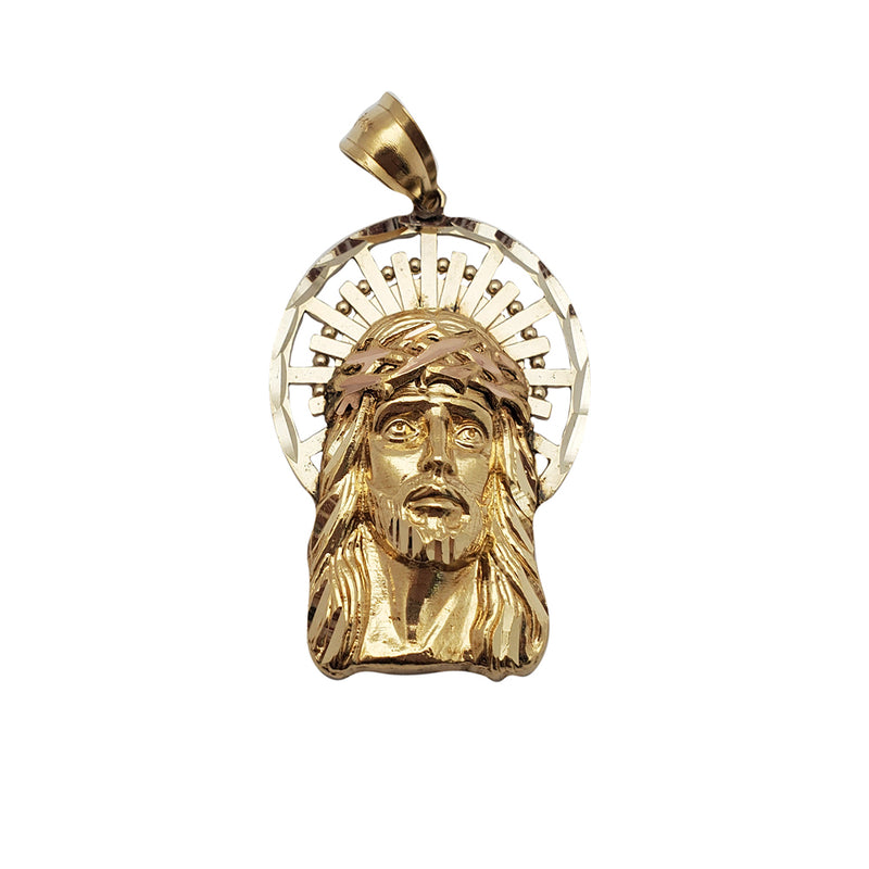 Diamond-Cut Heavenly Halo Jesus Pendant (14K)