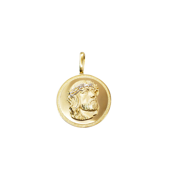 Round Shape Jesus Face Pendant (14K)