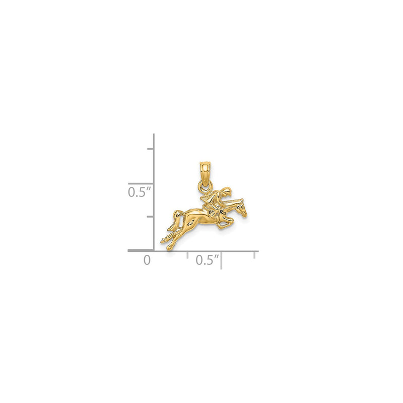 Jockey on Jumping Horse Pendant (14K)